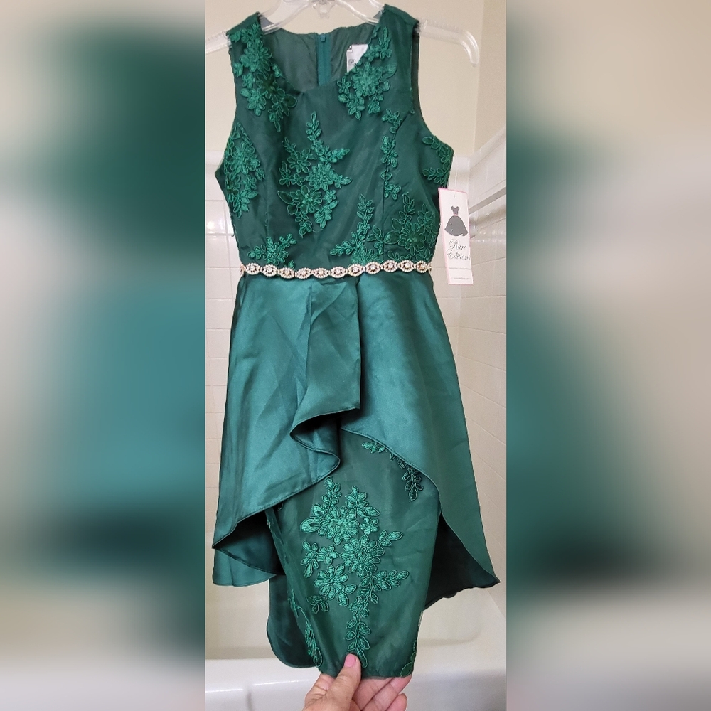 Girl's green lace & satin prom formal dress by Rare Editions from Macy's Size 16
